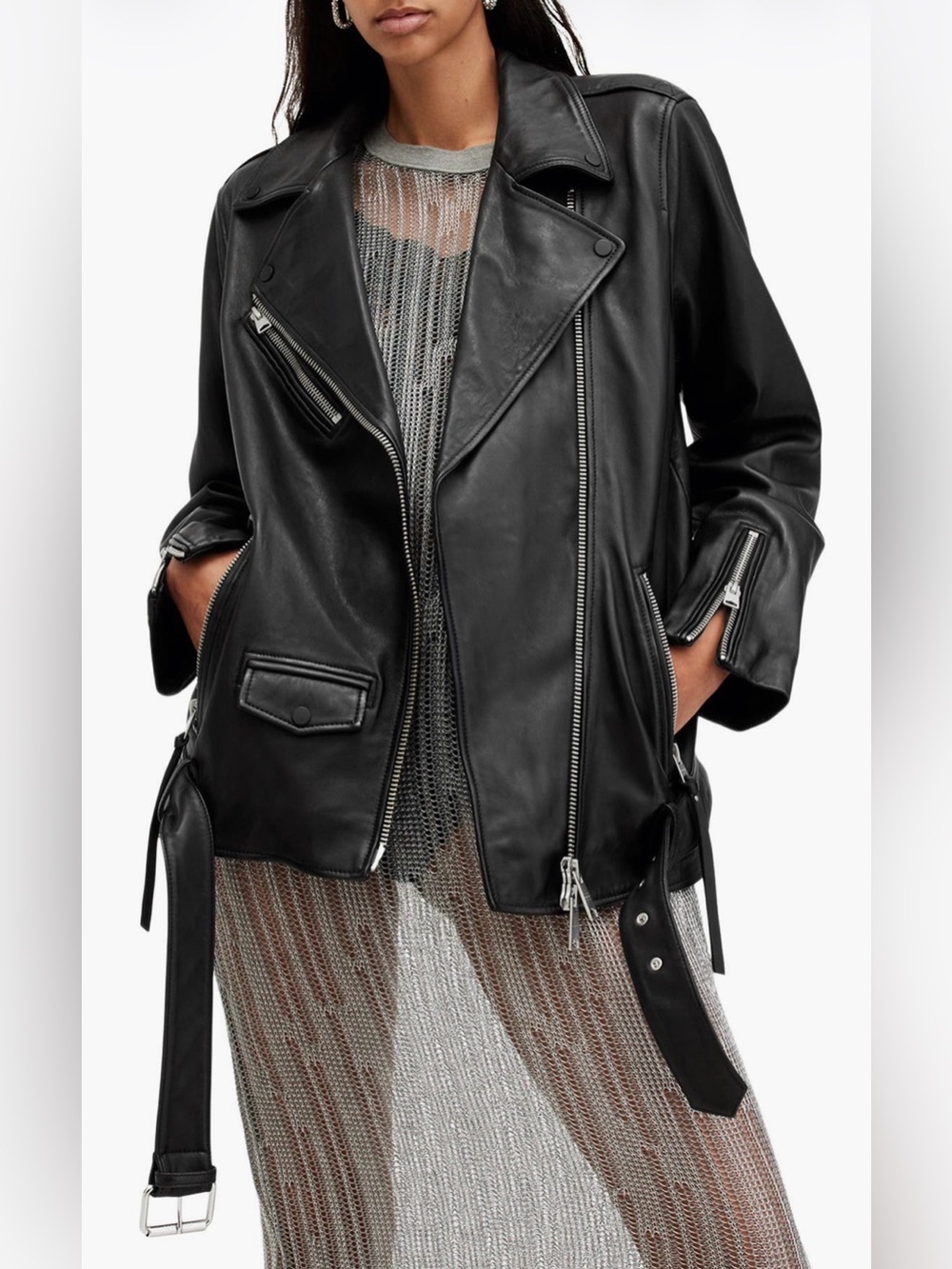 AllSaints Billie Leather Biker Jacket